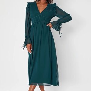 Lulu’s Elegant Emerald Long Sleeve Dress